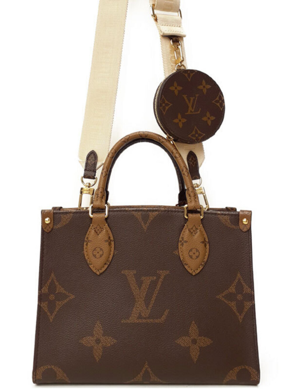 Louis Vuitton Monogram Giant OnTheGo Top Handle Bag Canvas Leather Brown
